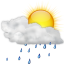 Períodos nublados com chuva moderada