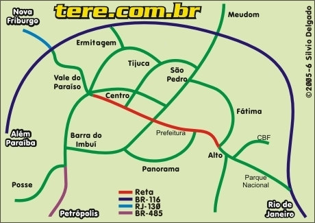 Mapa da esquemático da cidade de Teresópolis
