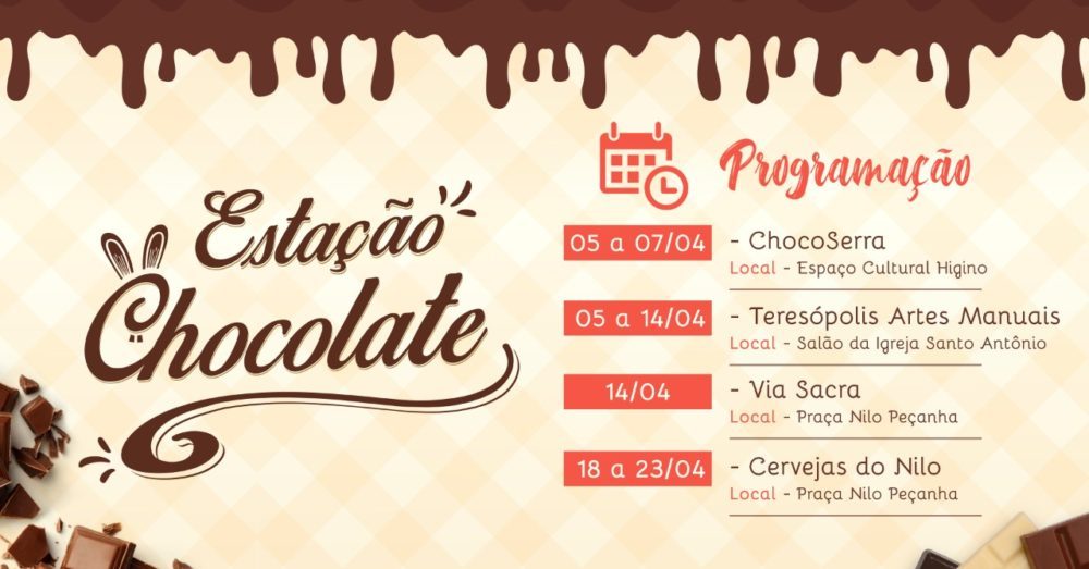 Programação de abril da Estação Chocolate começa com ChocoSerra e Feira de Artes Manuais
