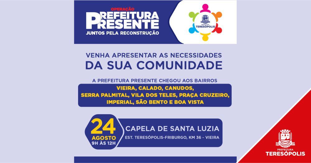 'Operação Prefeitura Presente' acontece em Vieira, no sábado, 24 de agosto