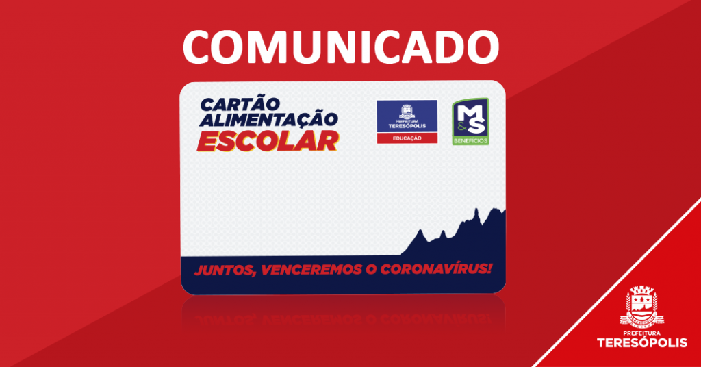 COMUNICADO: NOVA RECARGA DO CARTÃO ALIMENTAÇÃO ESCOLAR ESTÁ PREVISTA PARA QUARTA-FEIRA (02/12)