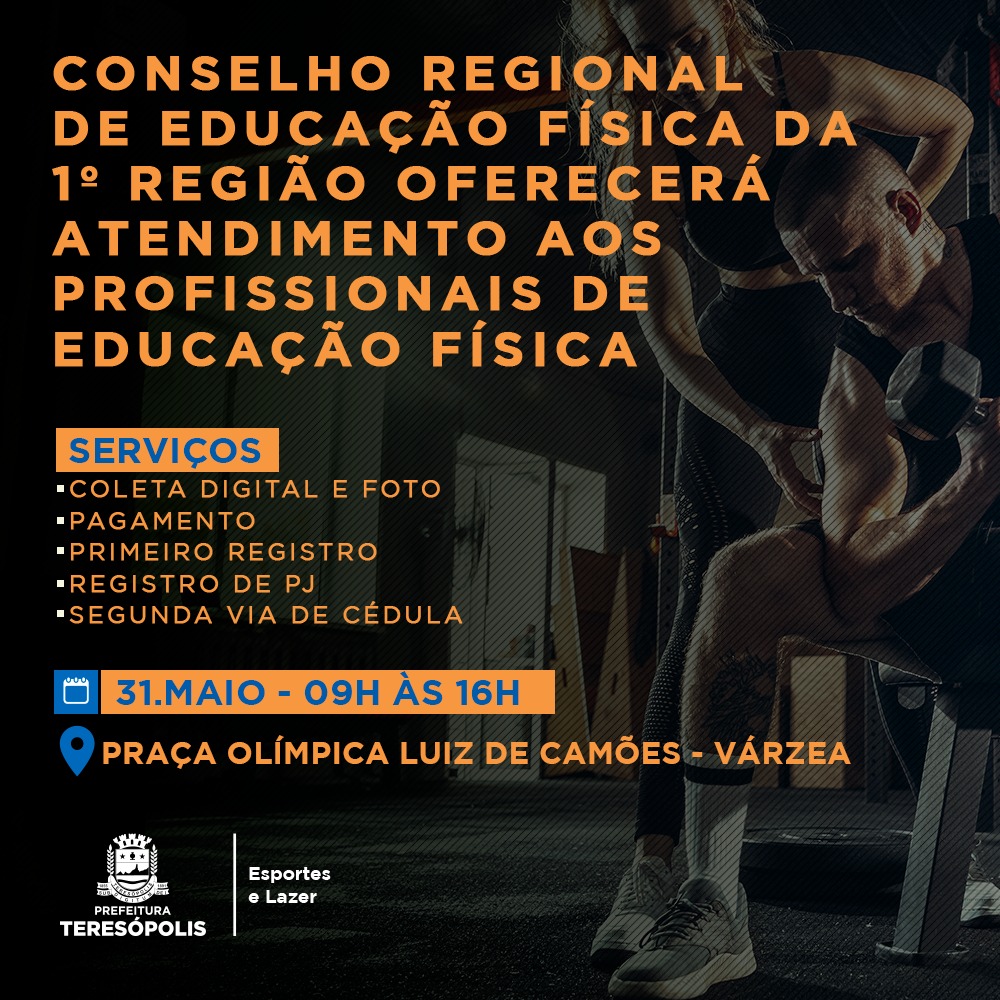 Teresópolis recebe Caravana da Cédula Digital e os serviços do Conselho Regional para profissionais de Educação Física no próximo dia 31