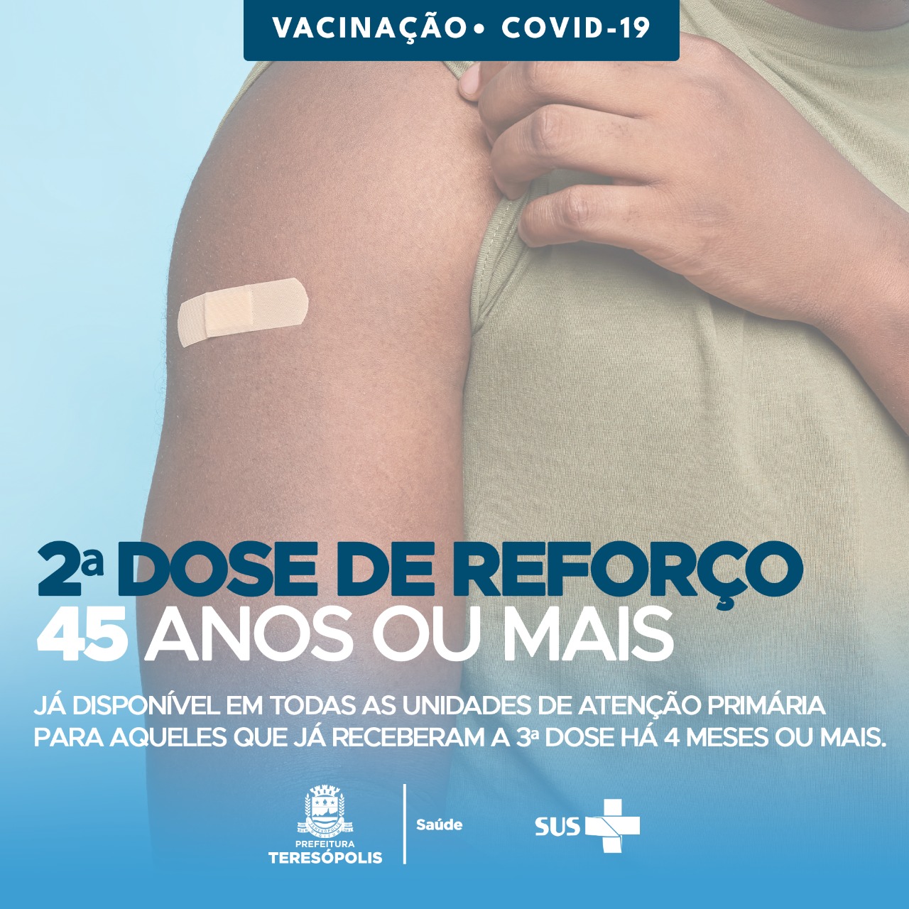 Teresópolis começa a aplicar a segunda dose de reforço contra Covid-19 na população de 45 anos ou mais nesta terça-feira (21)
