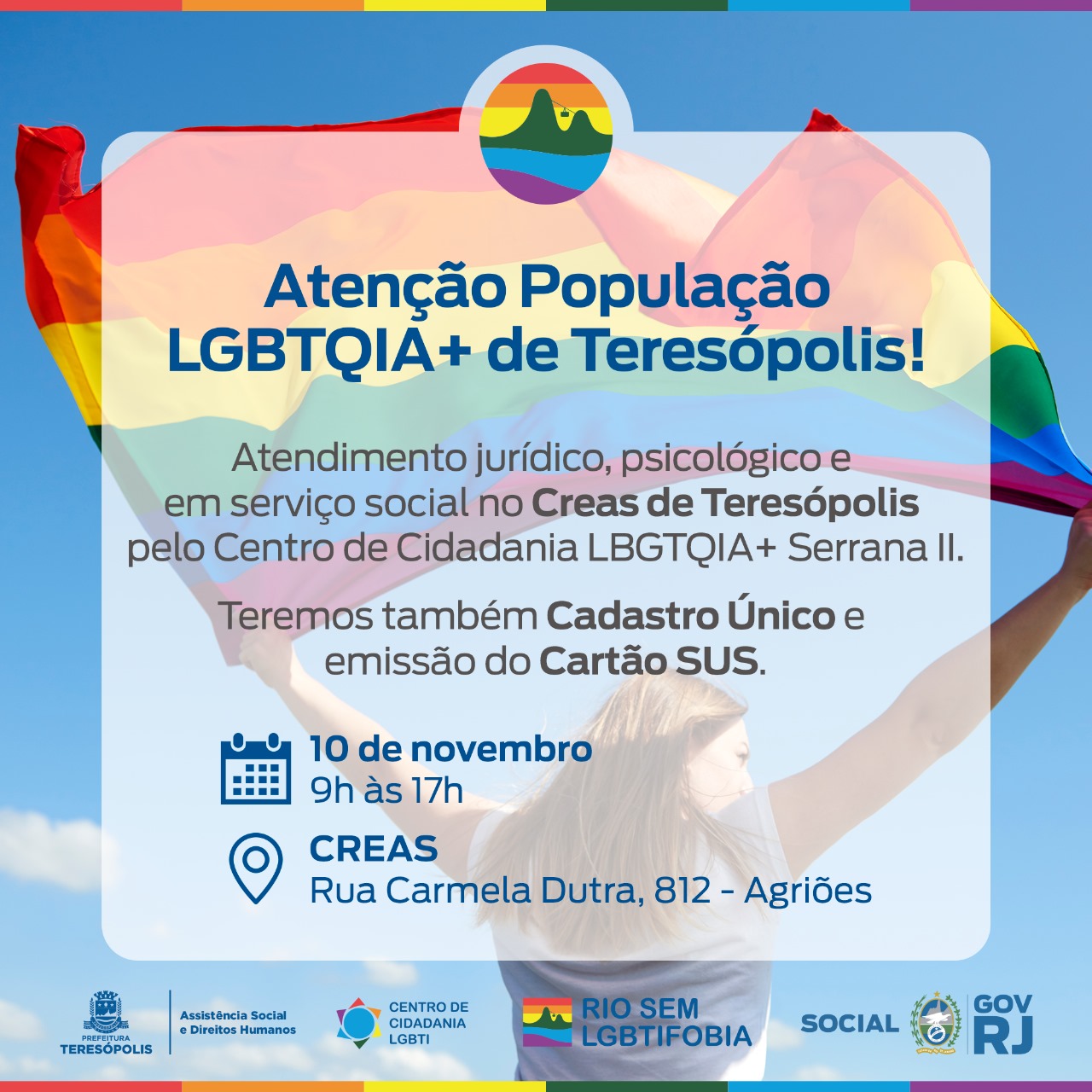 CREAS Teresópolis realizará atendimento especializado para população LGBTQIA+