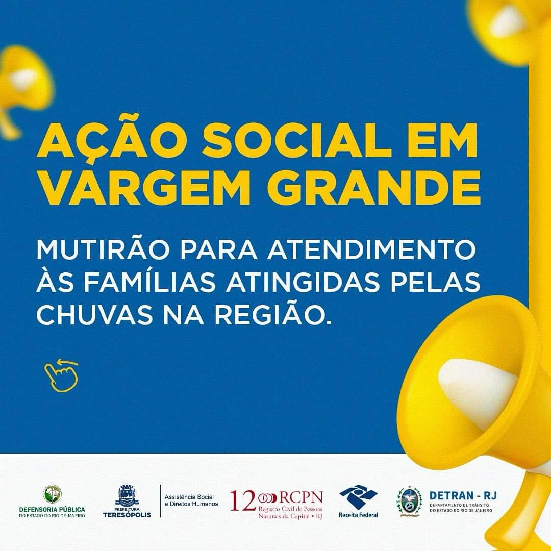 Ação social nesta terça-feira, 07/11, em Vargem Grande