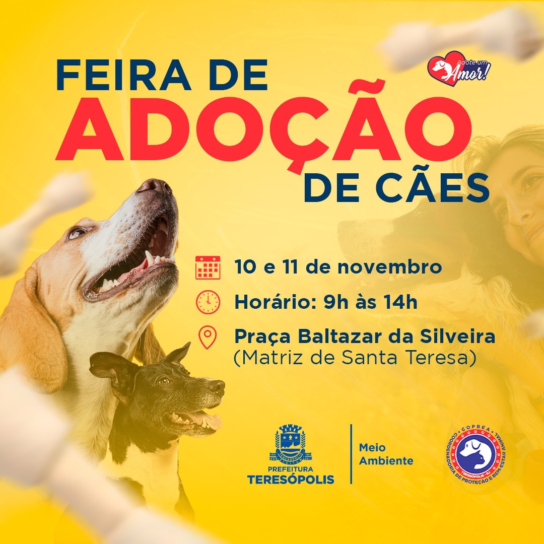 Feira de adoção de cães da COPBEA acontece nesta sexta e sábado, na Praça Santa Teresa