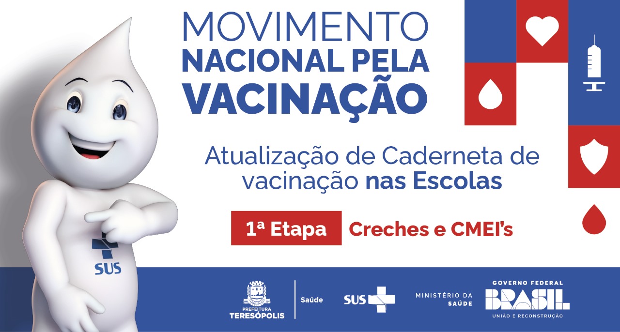 Secretaria de Saúde de Teresópolis vai percorrer creches e CMEIs para atualizar cadernetas de vacinação dos alunos