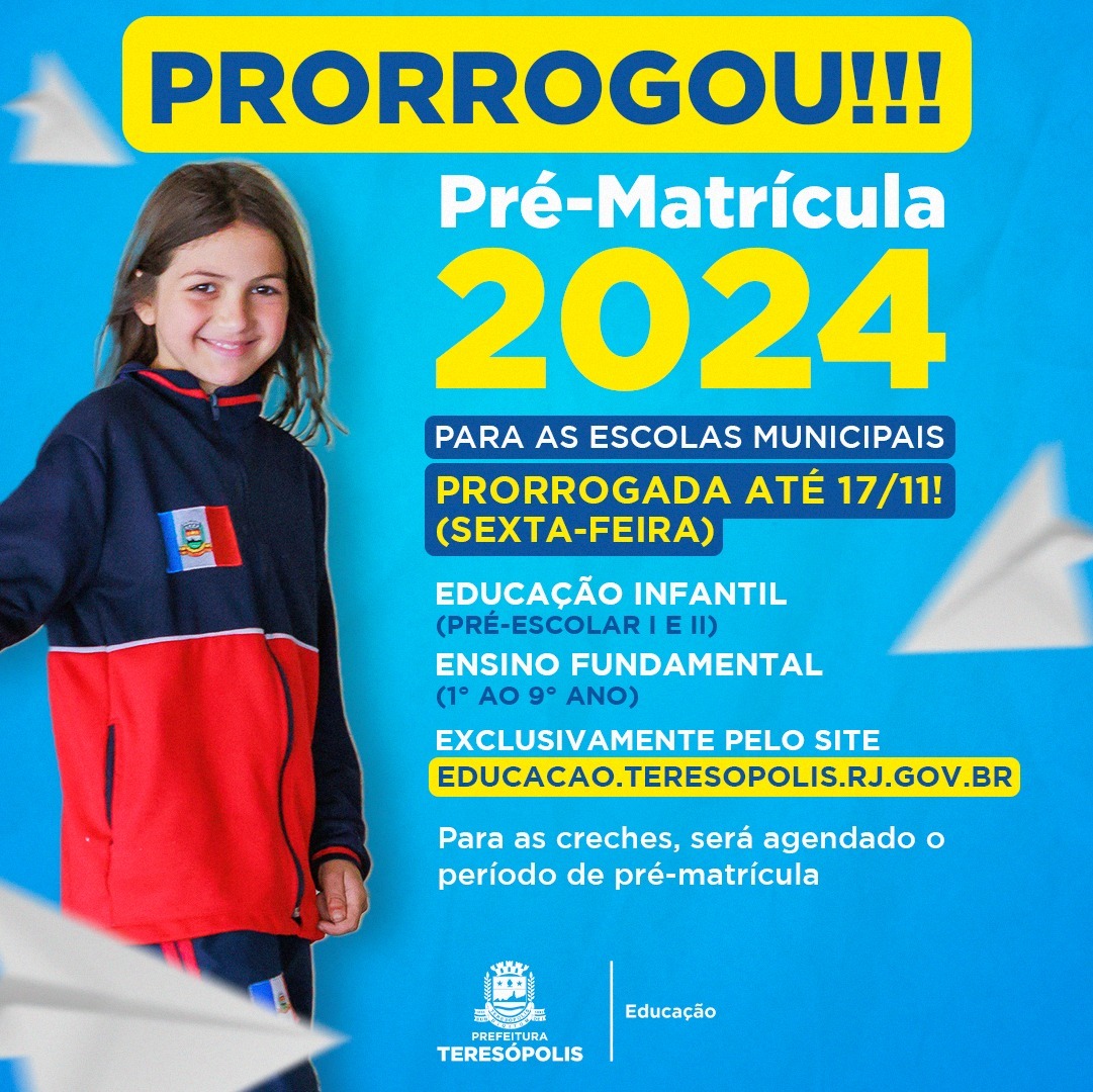 Pré-matrícula on-line para alunos novos de Pré-escolar ao 9º ano é prorrogada até a próxima sexta, 17
