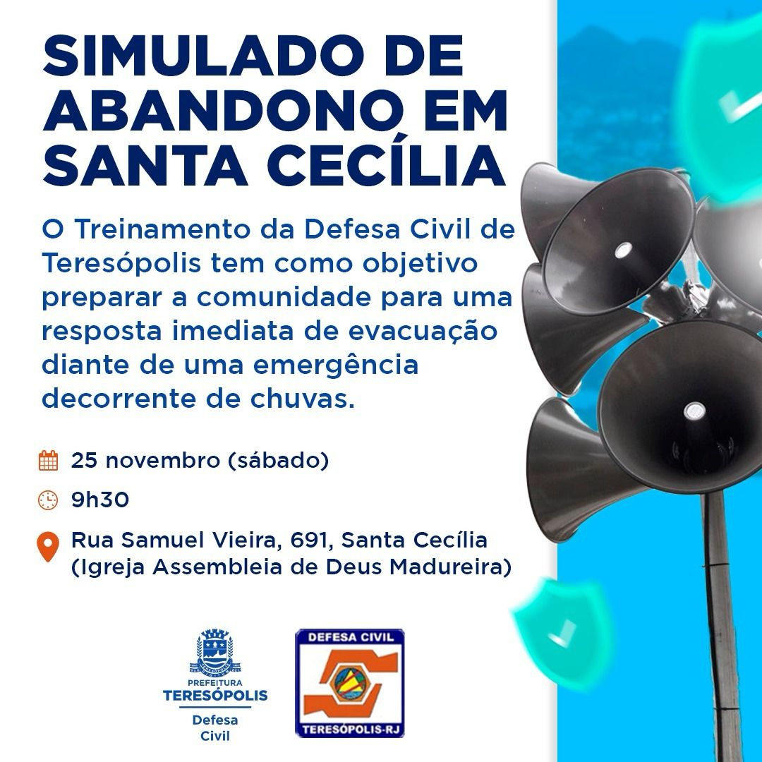 Defesa Civil de Teresópolis realiza simulado de abandono de área de risco em Santa Cecília