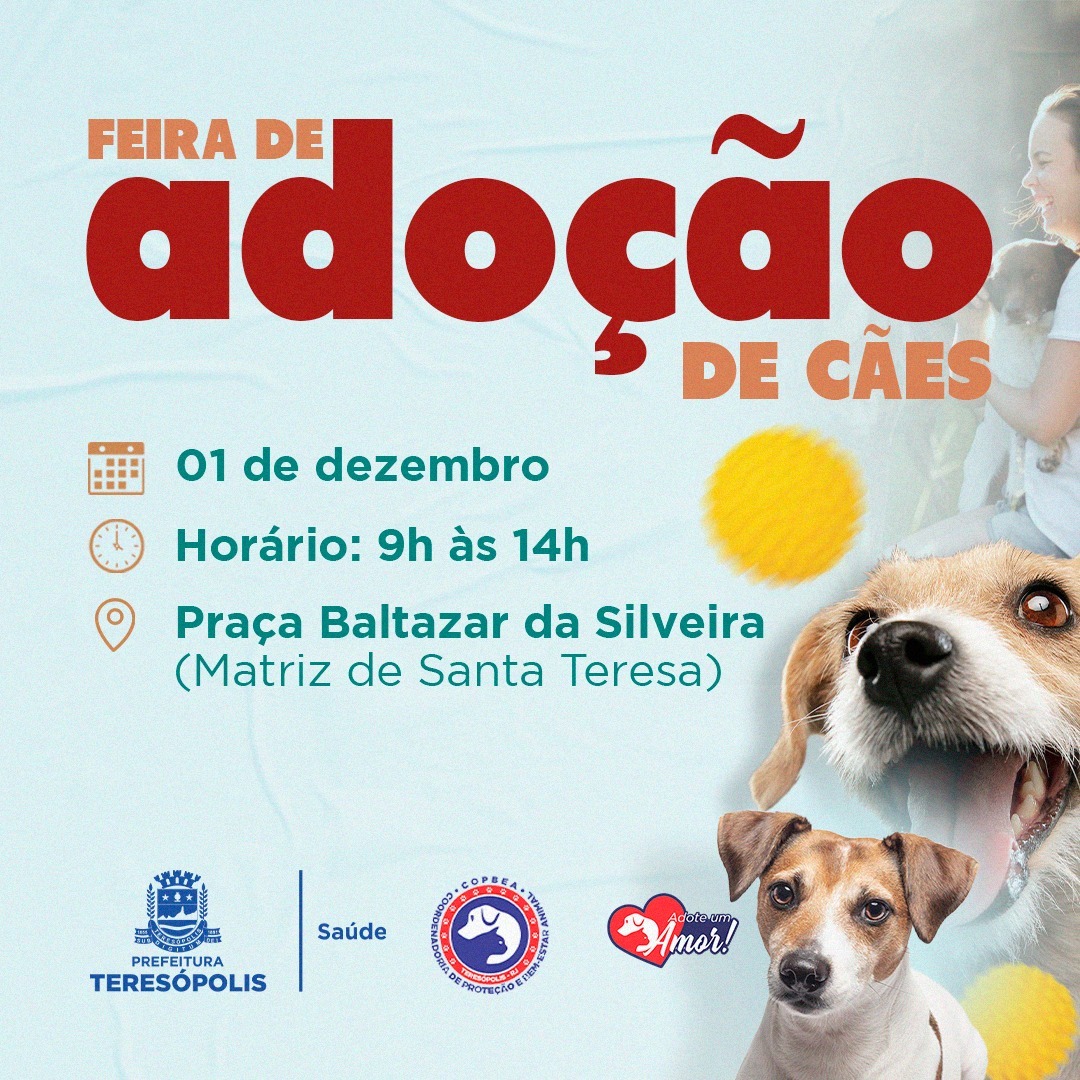 Adoção de Pets: COPBEA realiza mais uma edição da feira de cães nesta sexta, 01/12, na Praça Santa Teresa