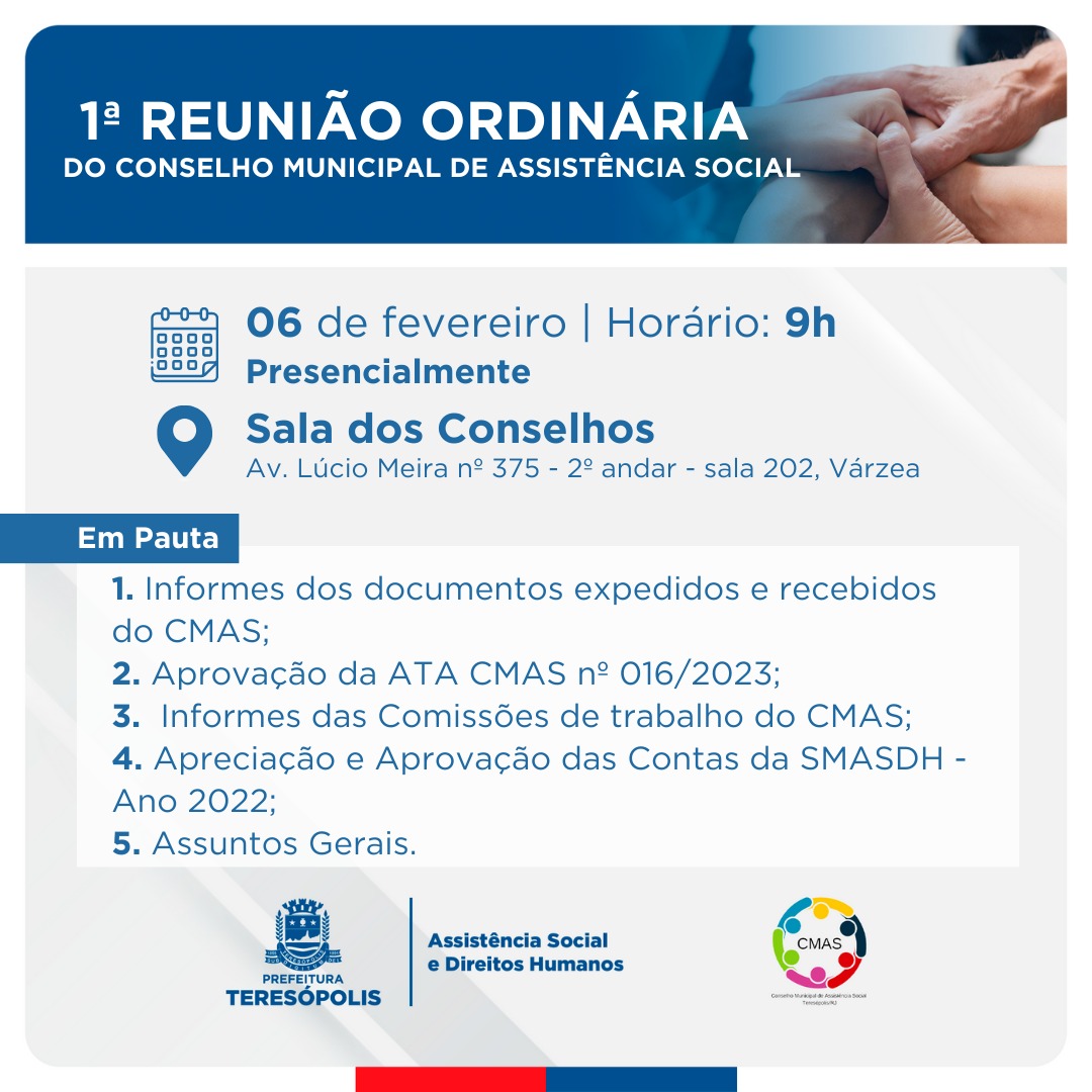 1ª reunião ordinária do CMAS em 2024