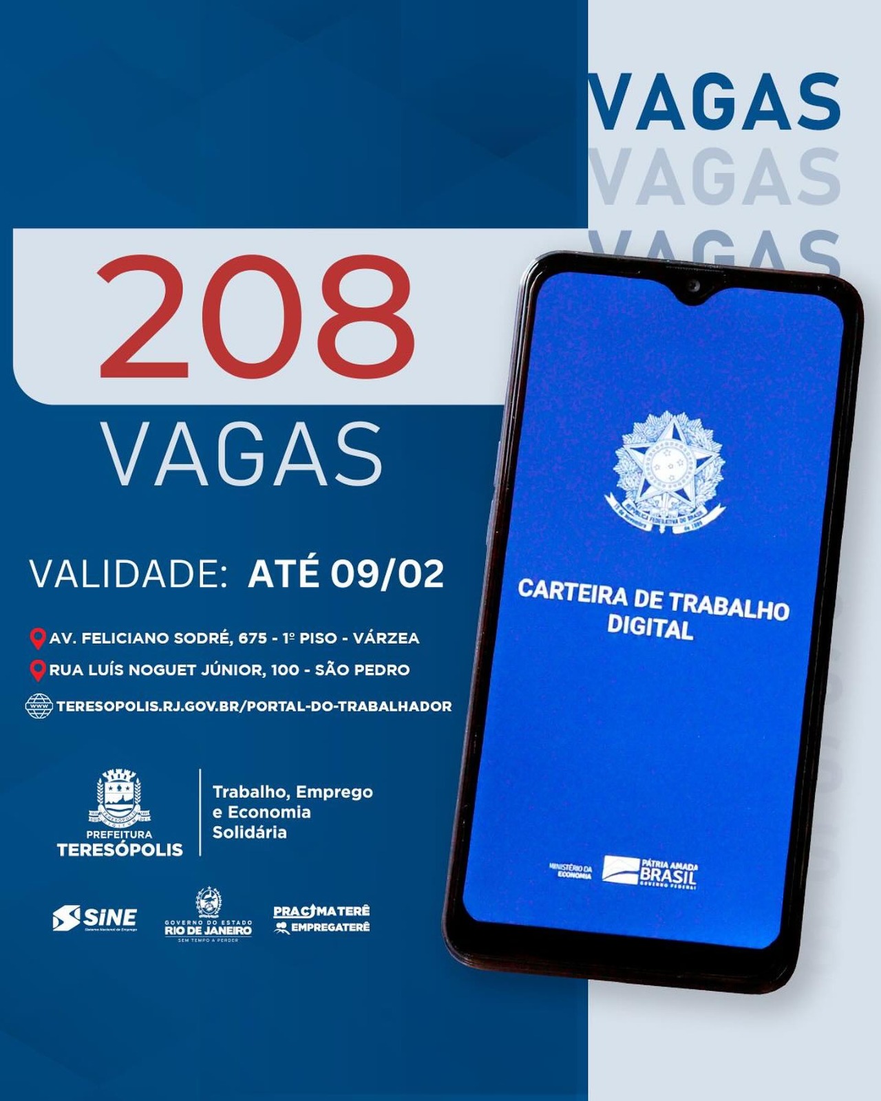 'Emprega Terê': Sine divulga 208 vagas de emprego