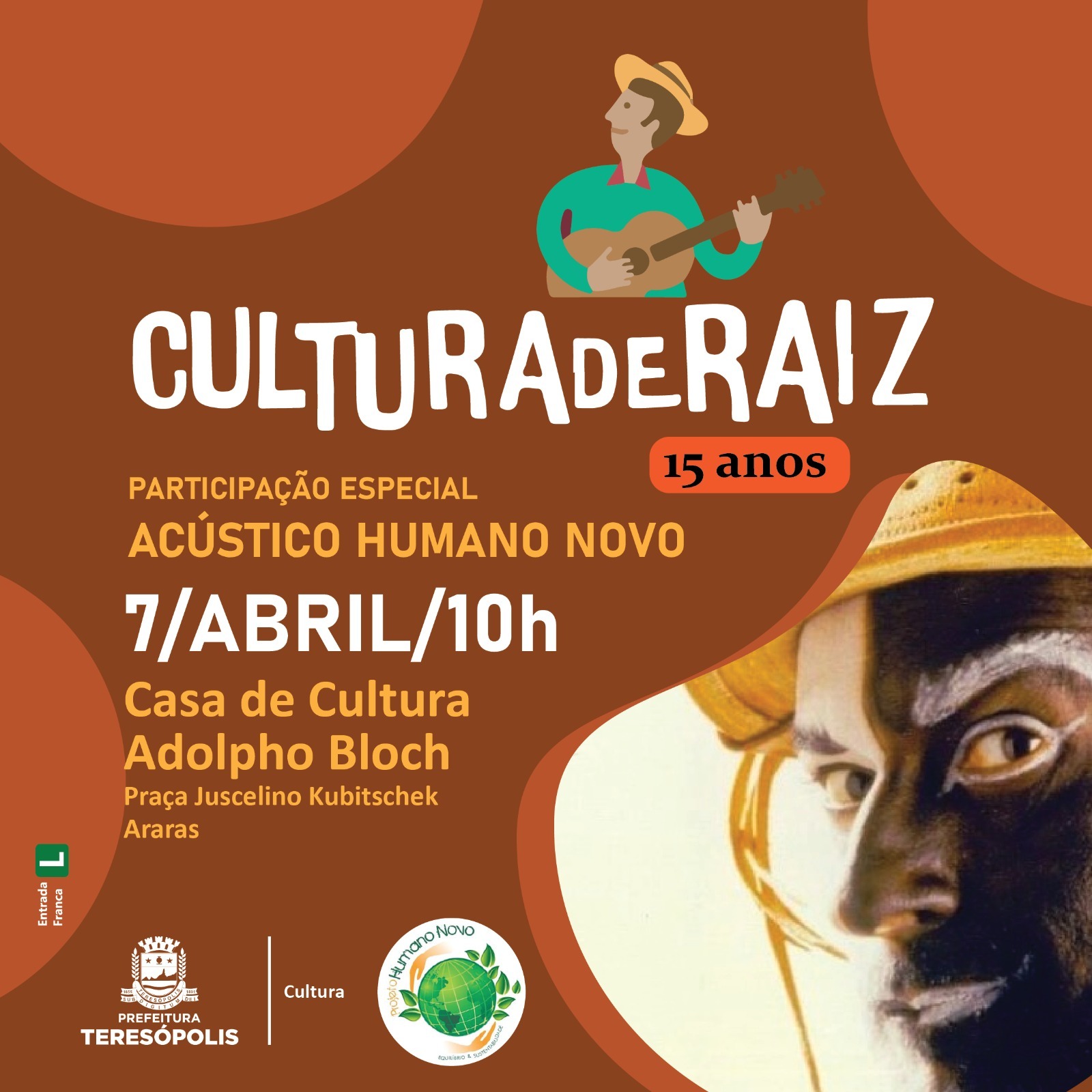 Domingo, 7 de abril, é dia de 'Cultura de Raiz', na Casa de Cultura, e de 'de Música na Matriz', na Igreja de Santa Teresa