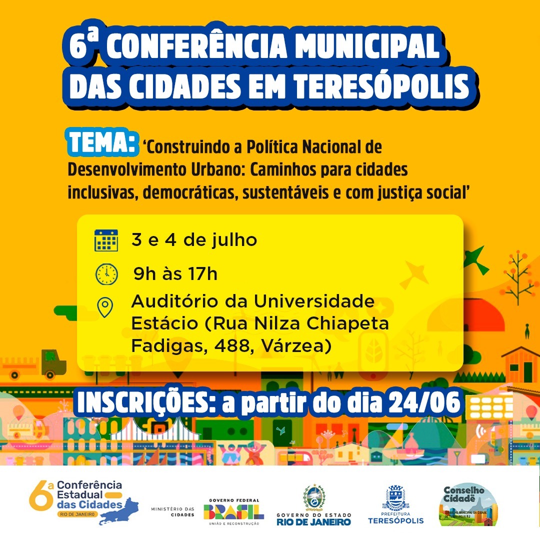 6ª Conferência Municipal das Cidades, em Teresópolis, tem inscrições abertas até a próxima sexta, 28/6