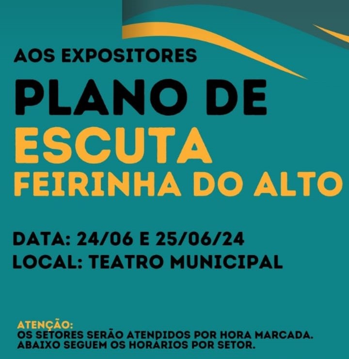 Plano de Retomada Estratégica da Feirinha do Alto: Prefeitura e Governo do Estado convocam expositores para reunião nesta segunda e terça, 24 e 25/06, por setores