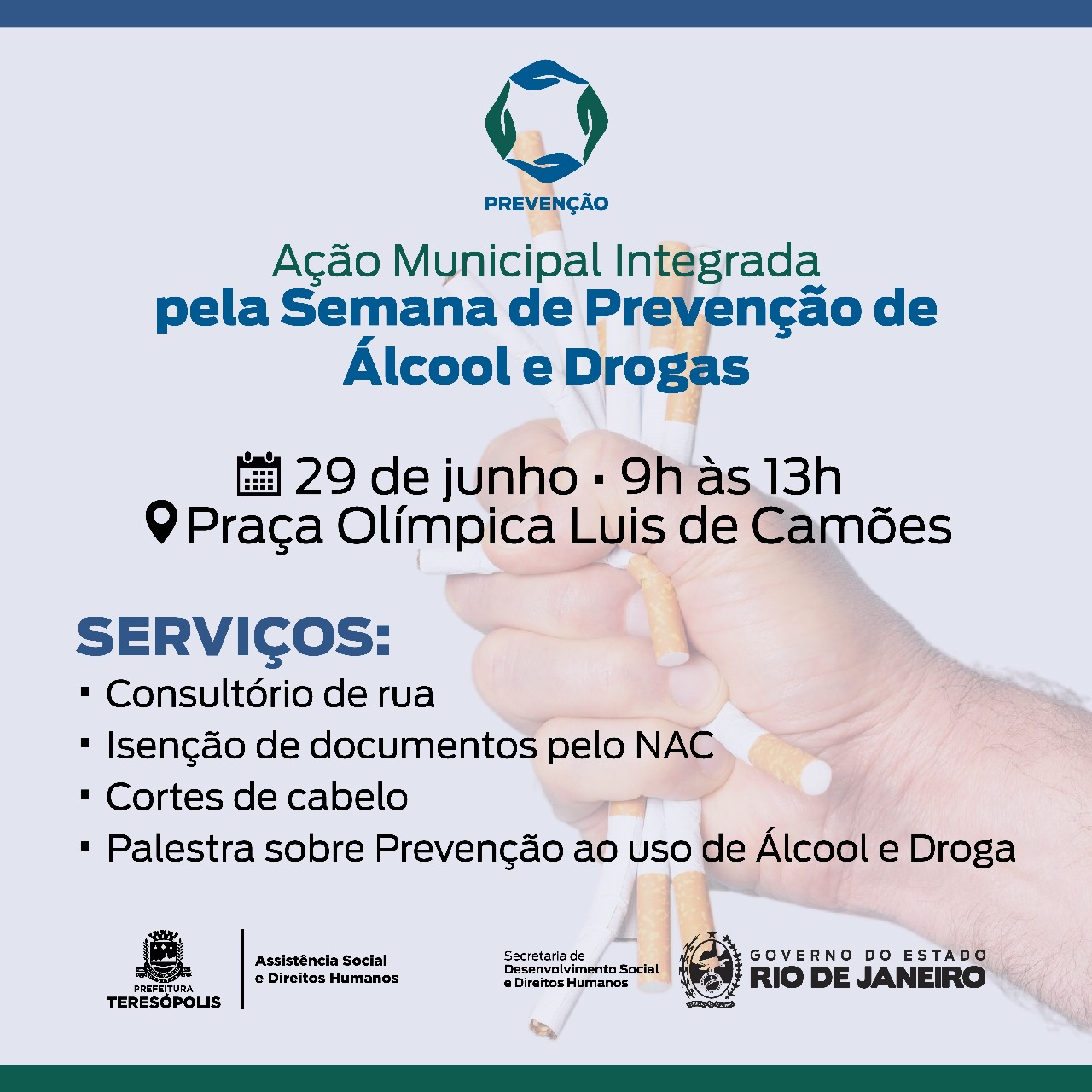 Ação pela 'Semana de Prevenção de Álcool e Drogas' acontece neste sábado na Praça Olímpica