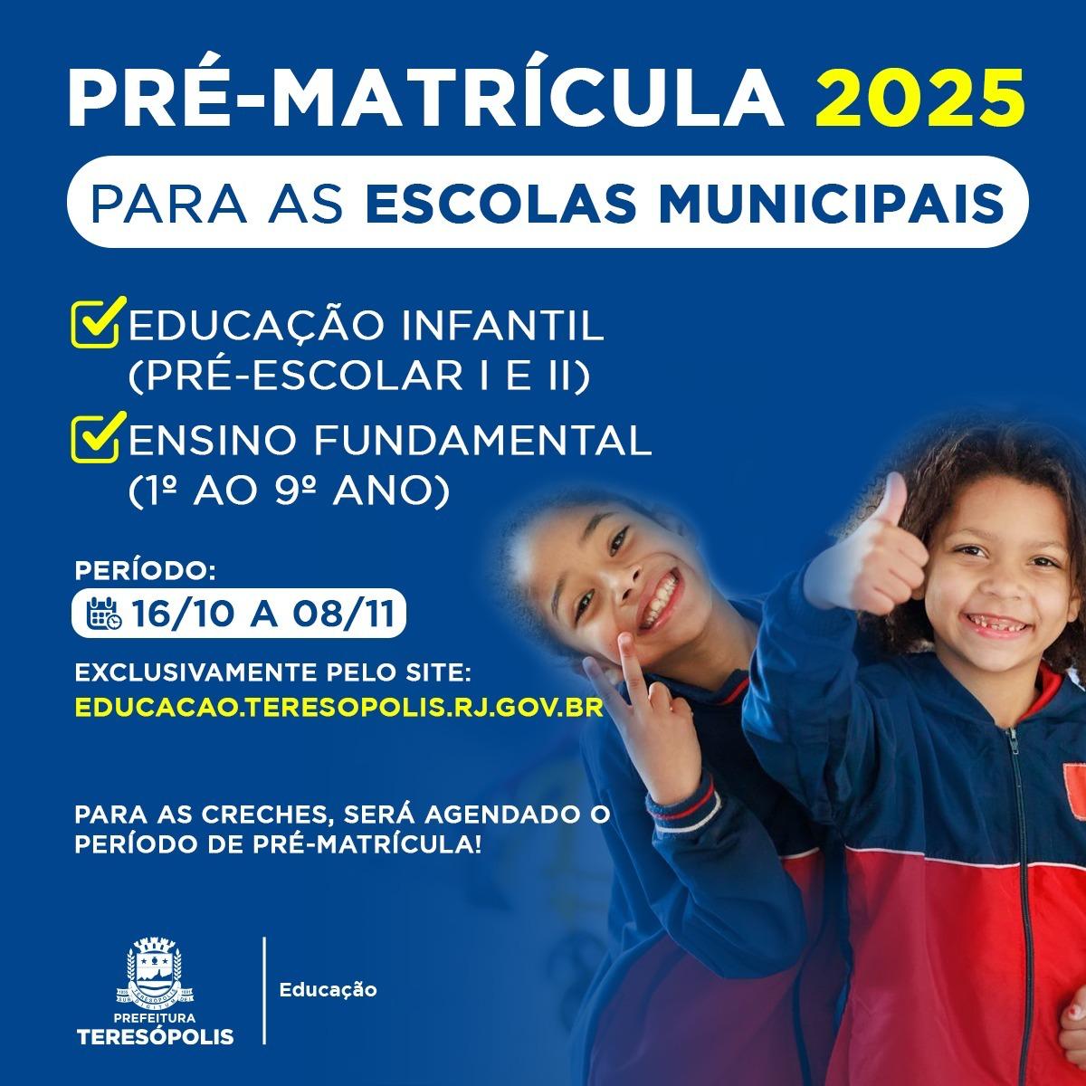 Pré-matrícula on-line para novos alunos na Rede Municipal segue até o próximo dia 8/11