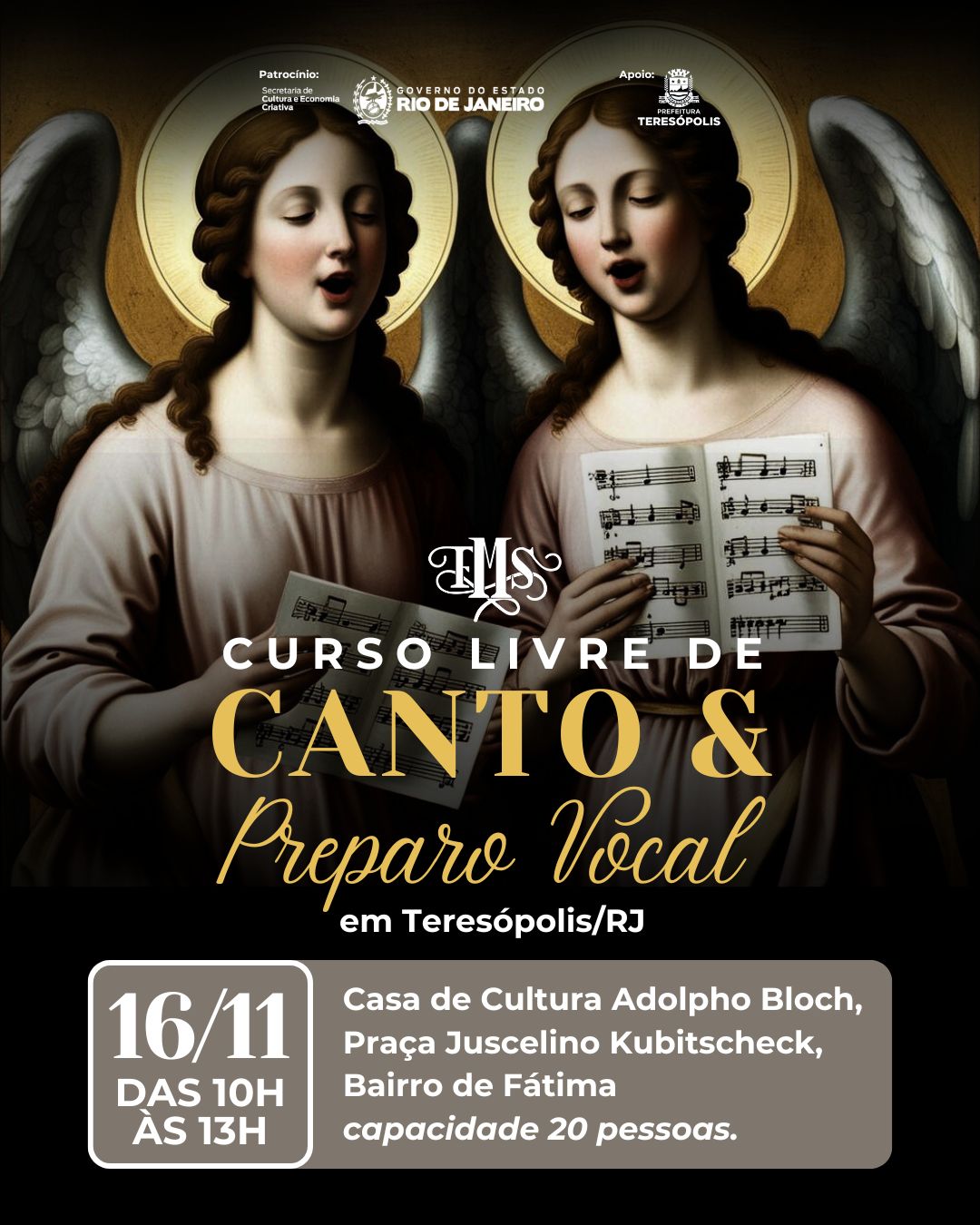 Casa de Cultura Adolpho Bloch em Teresópolis recebe curso de canto e preparo vocal