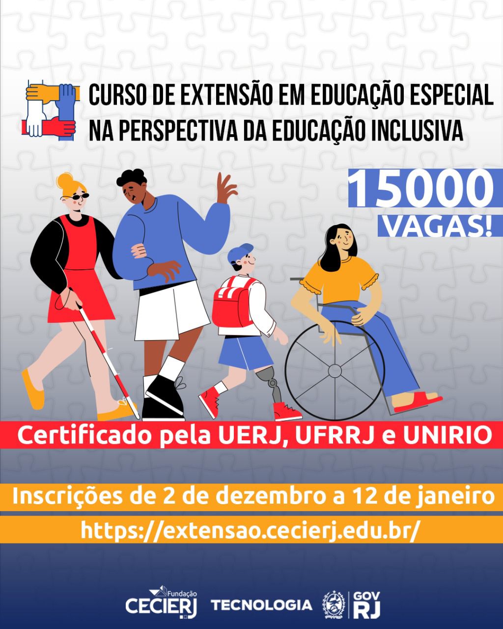 Curso de Extensão em Educação Especial da Fundação Cecierj com inscrições abertas até 12 de janeiro