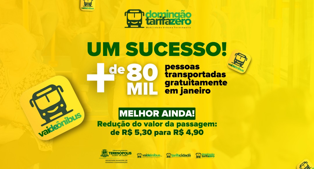 'Domingão Tarifa Zero' transporta  88 mil pessoas gratuitamente em janeiro