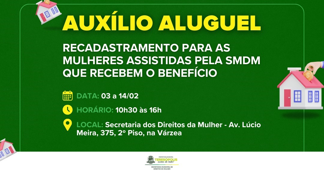 Secretaria dos Direitos da Mulher de Teresópolis convoca beneficiárias do auxílio aluguel para recadastramento