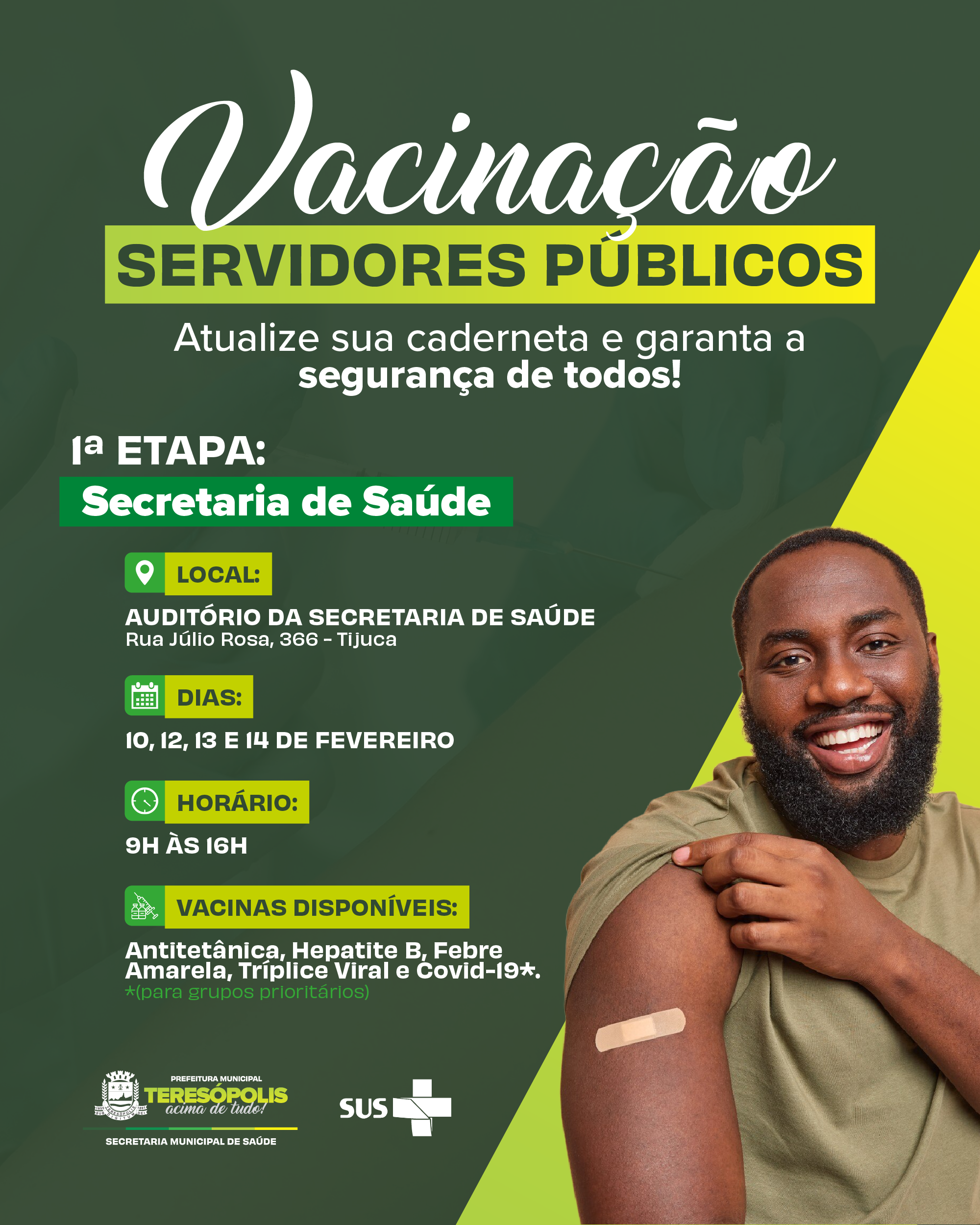 Prefeitura de Teresópolis inicia campanha de vacinação para Servidores Municipais.