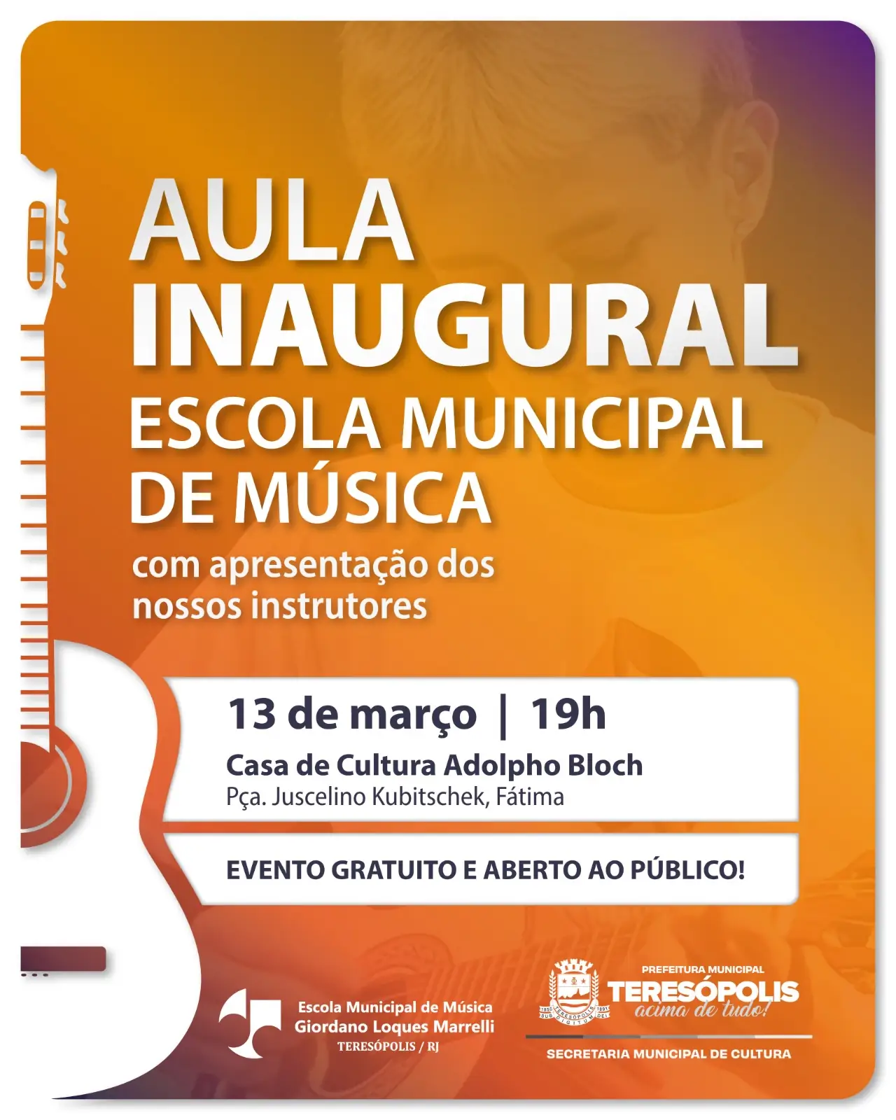 Concerto nesta quinta, 13, na Casa de Cultura, abre o ano letivo da Escola Municipal de Música de Teresópolis