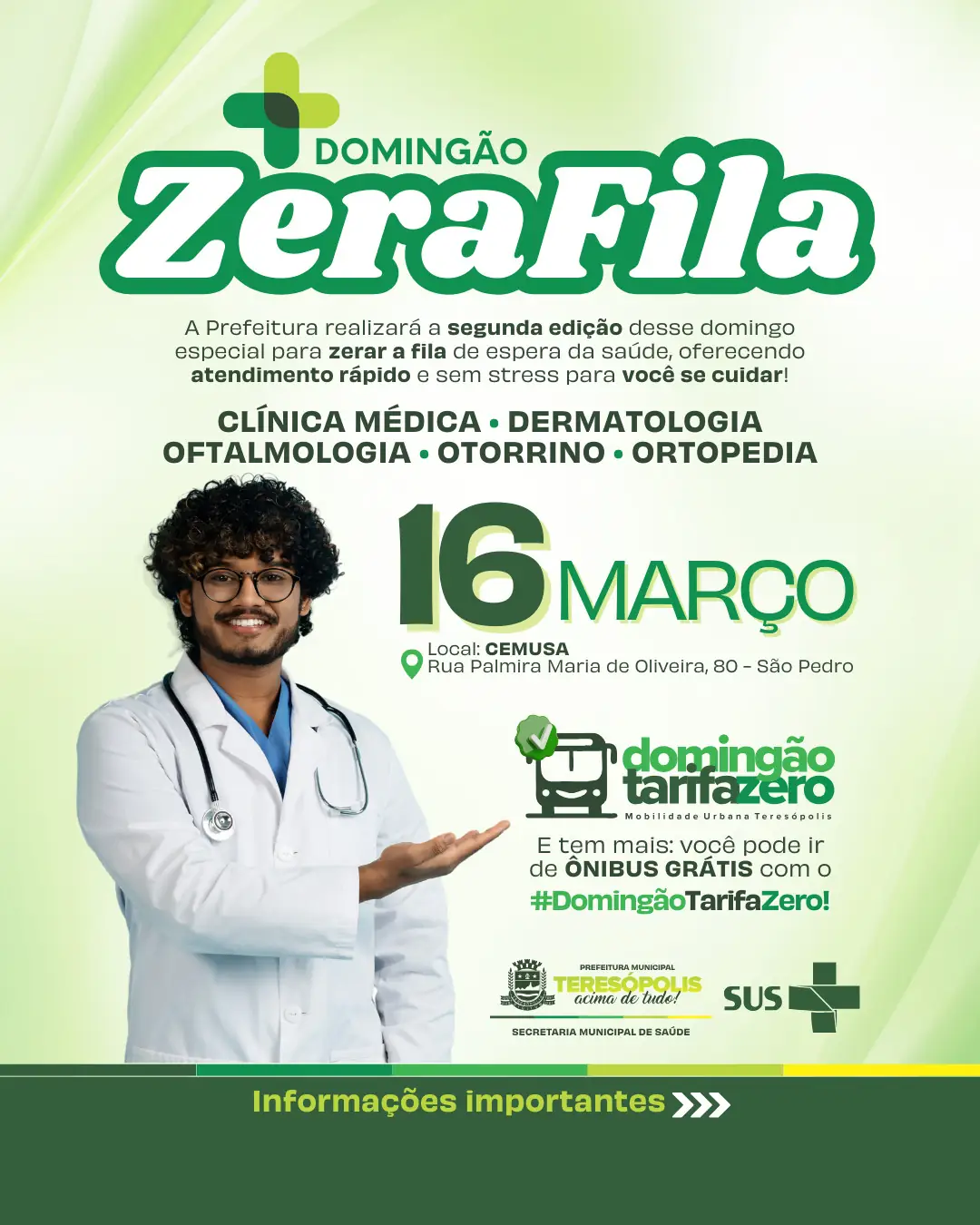 Segunda edição do Domingão Zera Fila acontece no dia 16 de março.