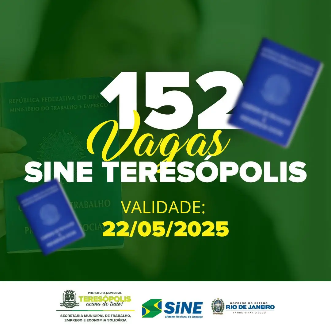 Sine divulga 152 vagas de emprego em Teresópolis