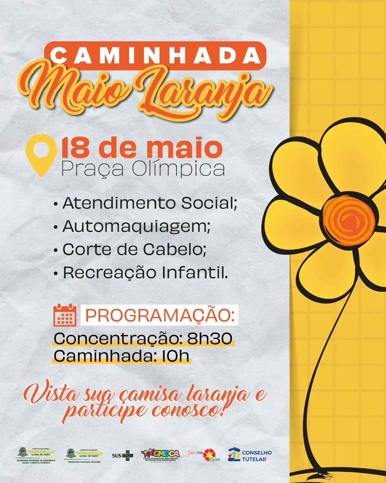 Bem Me Quer Teresópolis e Assistência Social promovem caminhada em prol do Maio Laranja 