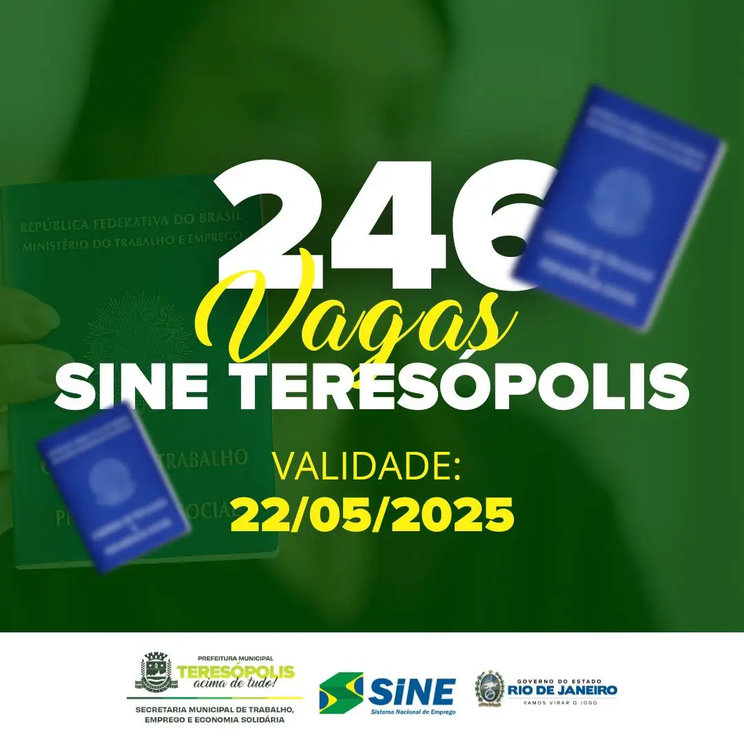 Sine divulga 246 oportunidades de emprego em Teresópolis