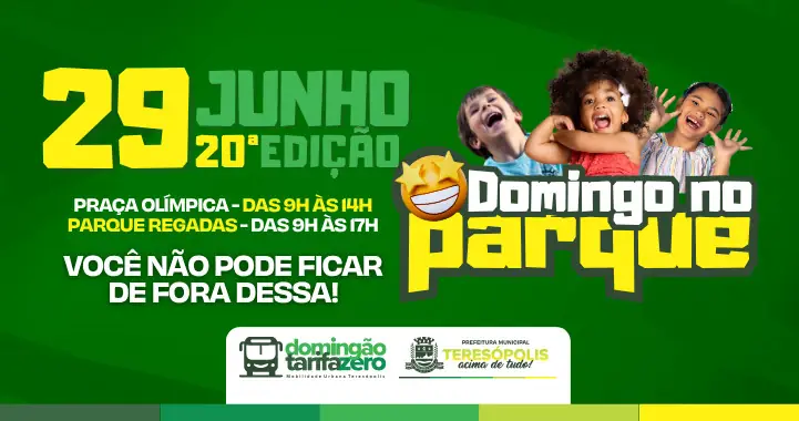 20ª edição do Domingo no Parque: Te esperamos para mais um dia repleto de diversão e alegria para toda a família!
