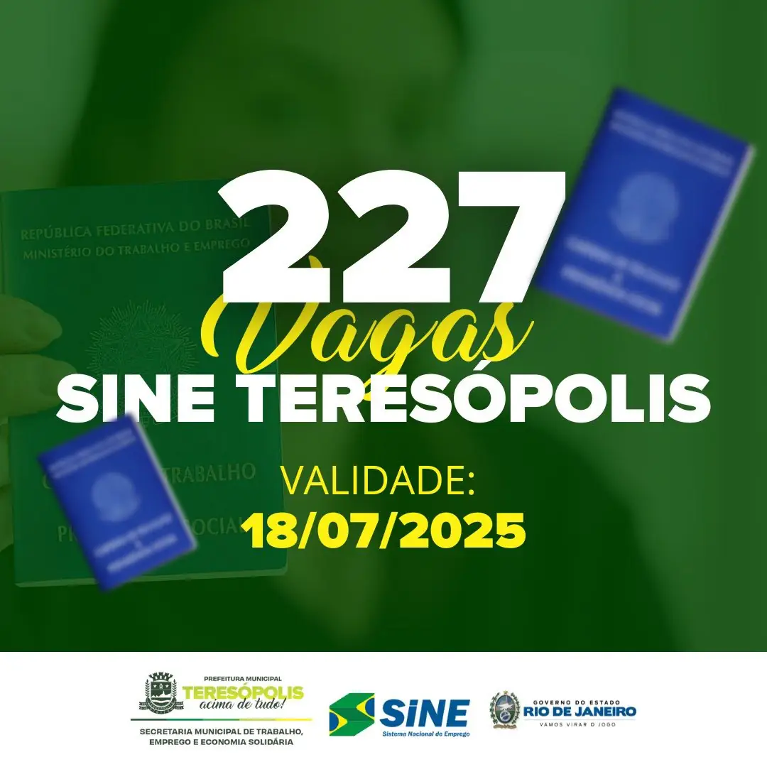 Sine Teresópolis divulga 227 vagas de emprego