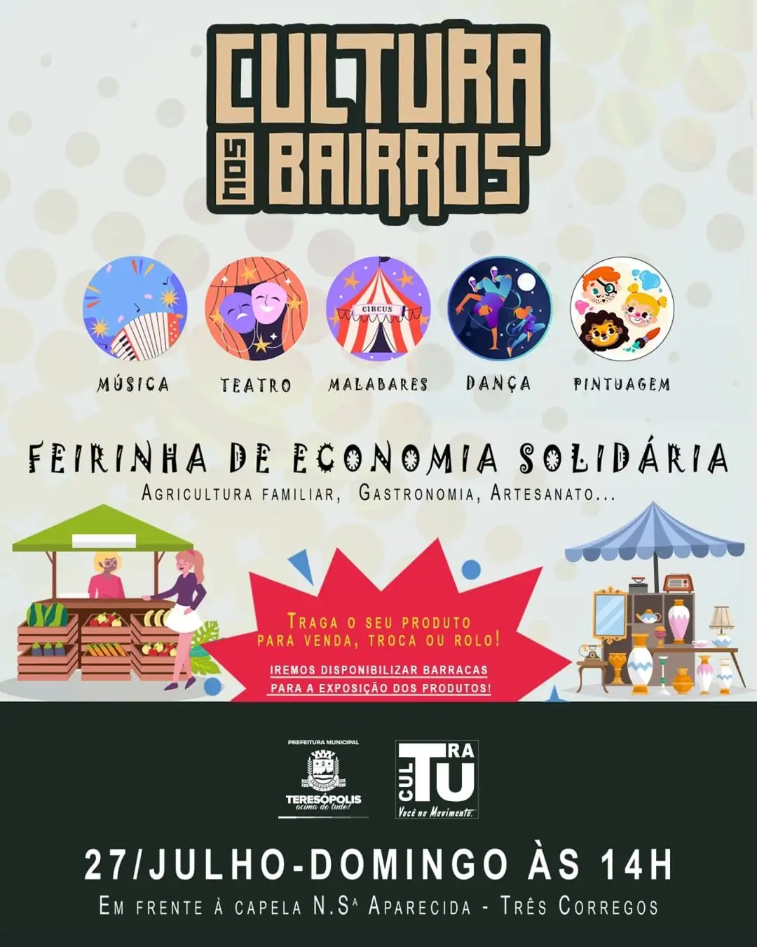 Três Córregos recebe a trupe do Cultura nos Bairros no domingo, 27 de julho
