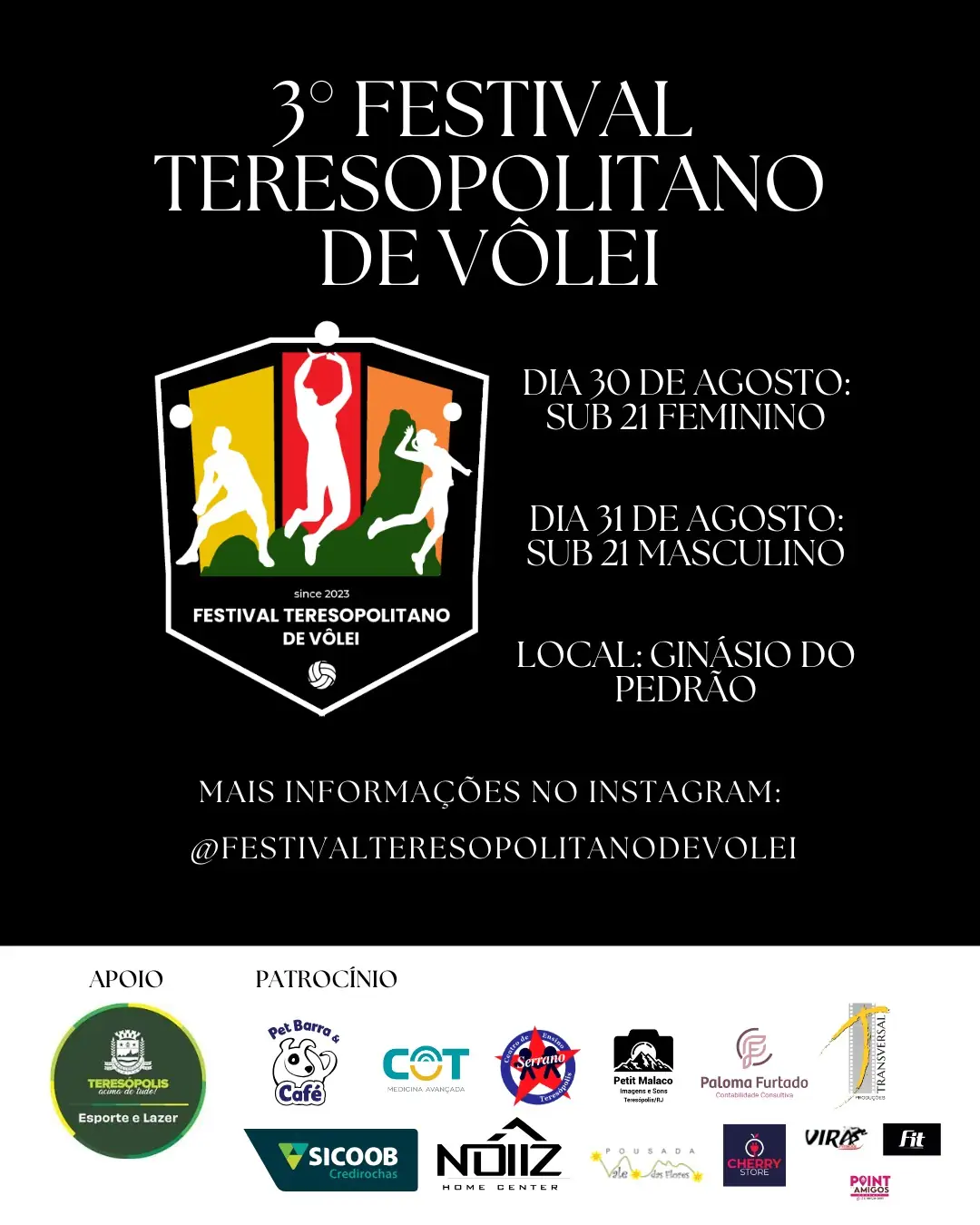 3º edição do Festival Teresopolitano de Vôlei acontece nos dias 30 e 31 de agosto no Ginásio Pedrão