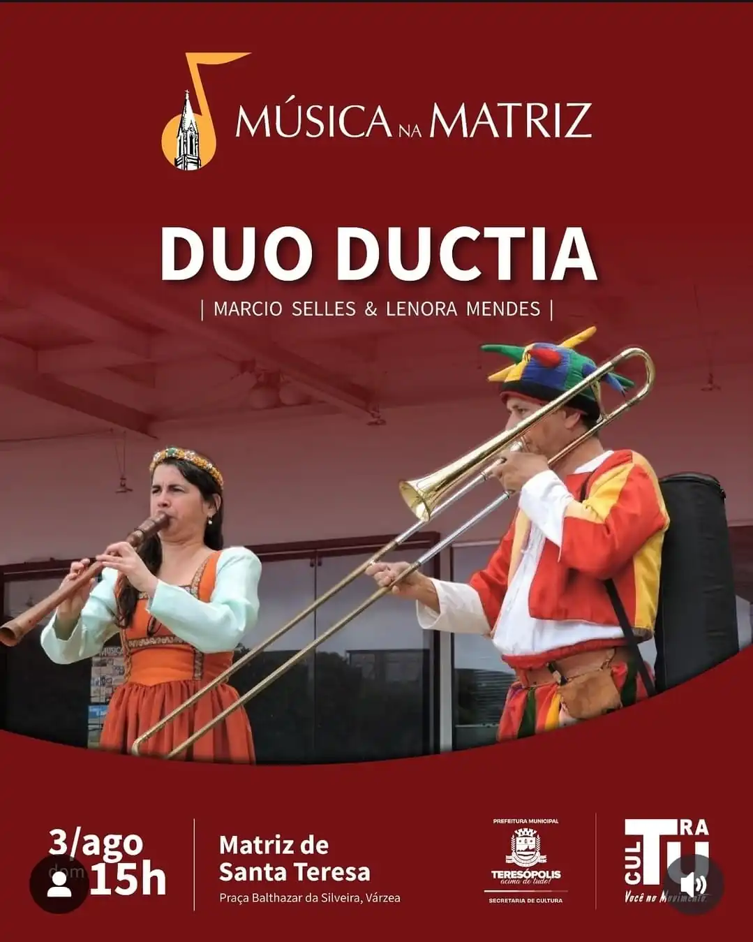 Música na Matriz: Duo Ductia apresenta concerto de Música Antiga em Teresópolis