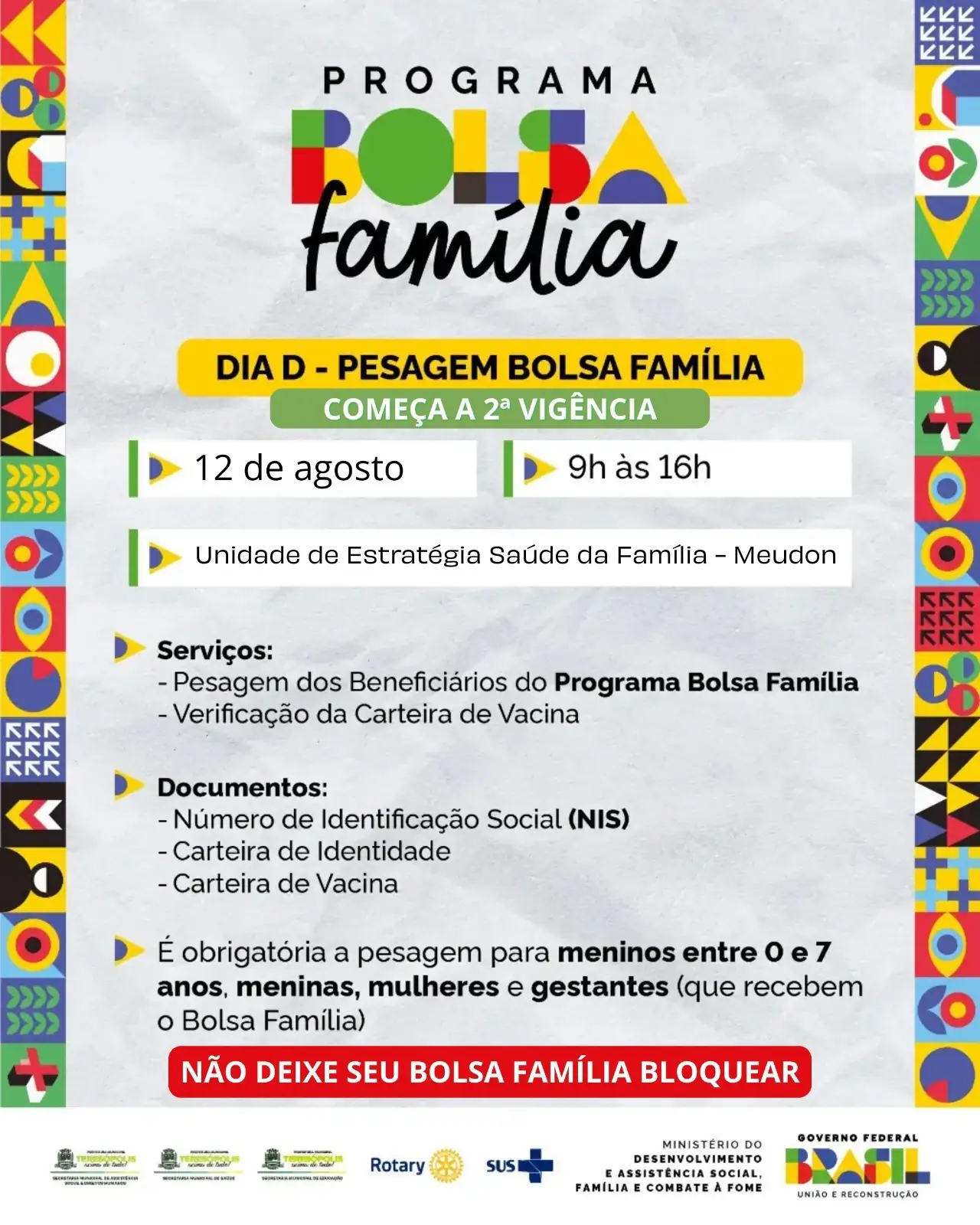 CRAS Meudon realiza Dia D da pesagem do Bolsa Família