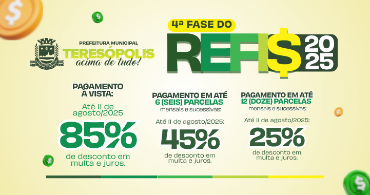 Adesão a 4ª fase do REFIS em Teresópolis termina dia 11 de agosto