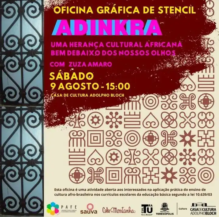 Casa de Cultura de Teresópolis recebe oficina de stêncil Adinkra