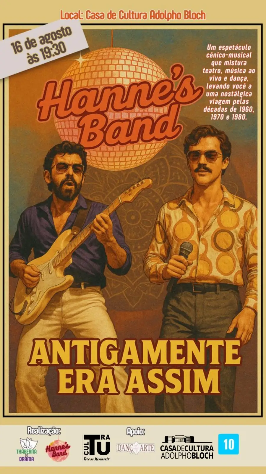 'Hanne's Band – Antigamente era Assim': Casa de Cultura de Teresópolis recebe espetáculo cênico-musical neste sábado, 16