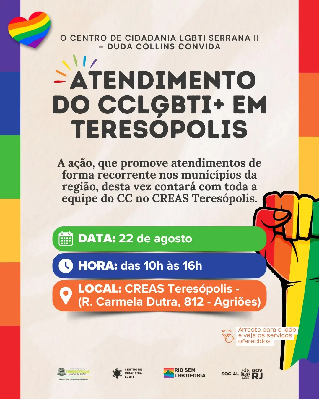 CREAS Teresópolis recebe equipe CCLGBTI+ para atendimento especializado 