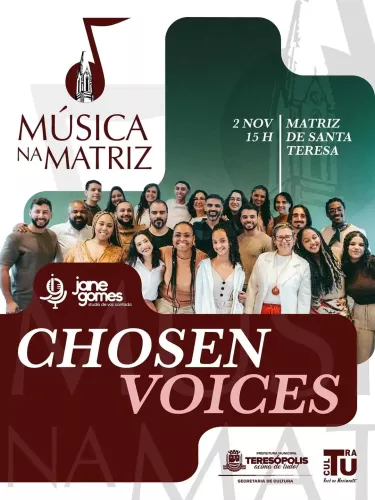 Grupo Vocal Chosen Voices se apresenta neste domingo, 2, no Música na Matriz, em Teresópolis