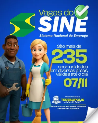 Sine Teresópolis oferece 235 oportunidades de emprego até 7 de novembro