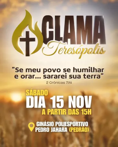 Teresópolis se prepara para o Clama Teresópolis: Fé, Música e Ação Social no Ginásio Pedrão