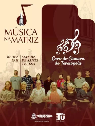 Coro de Câmara de Teresópolis é atração do Música na Matriz neste domingo, 7 de dezembro
