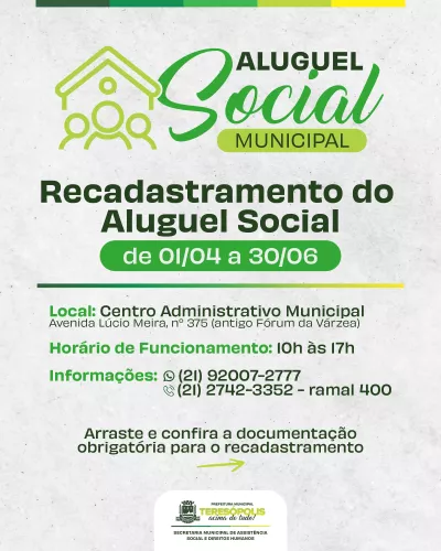 Prefeitura de Teresópolis inicia processo de recadastramento para beneficiários do aluguel social